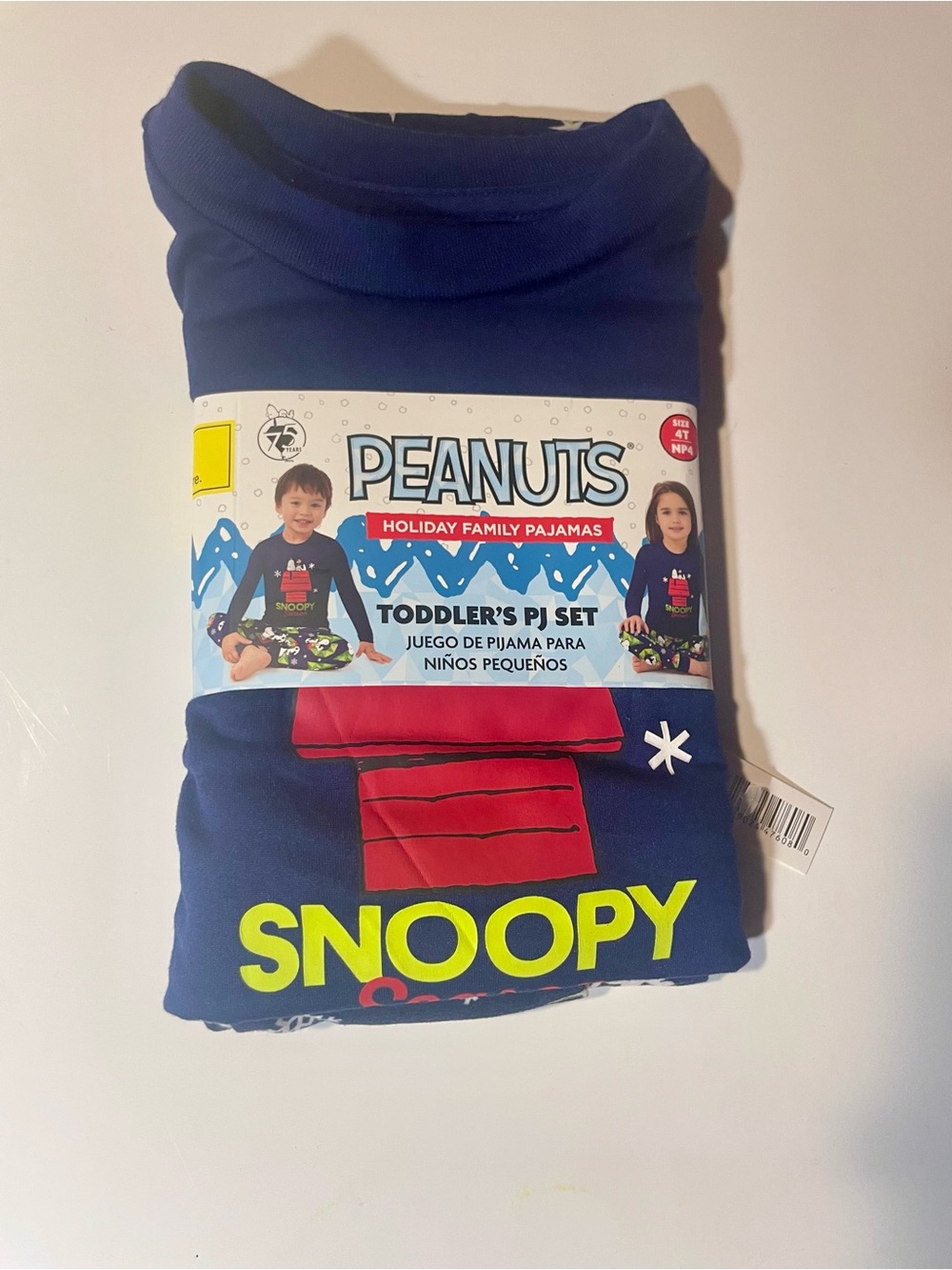 Peanuts Snoopy Toddler PJ Set - Navy with Red & Yellow NWT 4T Size Festive Fun